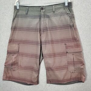 VINTAGE No Fear Men Shorts 34 Gray Ombre Cargo Streetwear Skater Y2K READ
